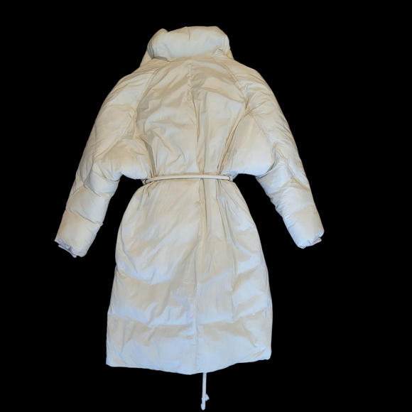 Nwt! Mango Padded Coat Belted With Pouch Ecru Sz M - Picture 3 of 13